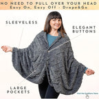 Boho Chic Wearable Blanket -No Sleeves Drape&Go- Poncho Blanket Wrap Shawl - Gifts for Grandma and Mom