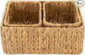 HOMESTEAD Water Hyacinth Storage Baskets, Rectangular Wicker Baskets for Bedroom, Living Room, Bathroom, Shelves - Set of 3