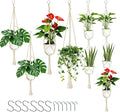 6Pcs White Macrame Plant Hanger Set Different Tiers Hanging Plant Holders Indoor Plant Hangers from Ceiling Hanging Planter Basket Cotton Rope with S Hooks and Hook Nails Boho Home Decor