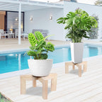Plant Stand, Indoor/Outdoor Wood Plant Holder, Single Flower Pot Stand, Sturdy Planter Stands, Fit 5-12 Inch Pots