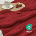 Amélie Home Checkered Chenille Knit Throw Blanket for Couch, Classic Texture Decorative Soft Blanket for Sofa, Chair & Bedroom, 50"x60", Christmas Red