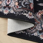 Rugcomf 2'x3' Entryway Rug - Paisley Pattern, Door Mat Indoor Entrance, Floral Vintage, Machine Washable, Non-Slip Low Pile Area Rug for Kitchen, Front Door, Kids Room - Black