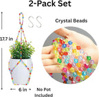 2 Pack Macrame Plant Hanger Small (6" Pot), Glass Beaded Plant Hangers Indoor Outdoor | Colorful Hanging Planters, Hanging Plants Holders | No Pot/Plants Included (2PK, for 6")