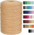 Cotton Macrame Cord 3mm 328yards Natural Colored Macrame Supplies, Soft Craft Cotton Rope for Plant Hanger Wall Hanger Dreamcatcher (Latte)