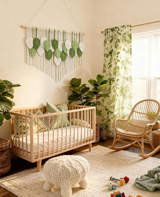 Tempospark Large Macrame Tapestry Wall Hanging, Boho Leaves Tassels Tapestries Wall Decor for Living Room, Bedroom, Dining Room, Nursery, Hallway, Balcony 39x29.5 Inch