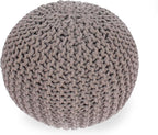 Moro Knitted Cotton 20 x 20 Round Pouf,Furniture,Primary Living Space,Bean Bag Chairs & Lazy Sofa Chair,Brown