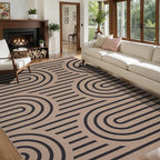 Tangsoo Easy Jute Rug 6x9 Washable Area Rugs for Living Room,Farmhouse Rainbow Non Slip Indoor Outdoor Carpet,Modern Office Mat for Backyard Dining Room Patio Sunroom Home Decor