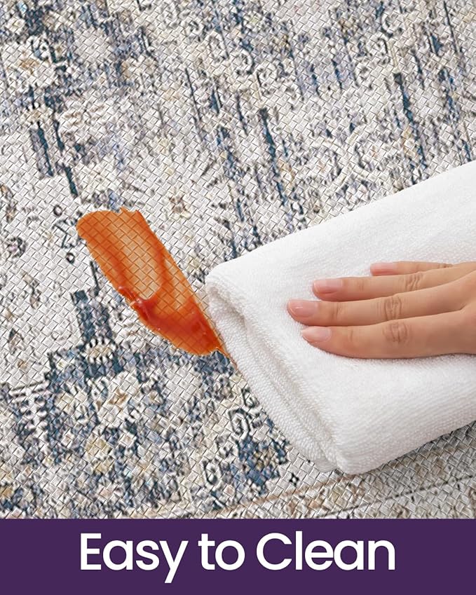 DEXI Kitchen Floor Mats Anti Fatigue, 17x59 Cushioned Vintage Runner Rug Waterproof, Standing Comfort Memory Foam Padded for Front Sink Laundry Office, White