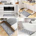 LuxStep Kitchen Mat Waterproof Kitchen Rugs for Floor Cushioned Anti-Fatigue Mat Non-Slip Standing Desk Mat Comfort Floor Mats for House Sink Office 17.3" x 60"-4/5 Inch Grey