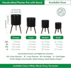 D'vine Dev 10 Inch Planter Pot with Stand, Mid-Century Tall Plant Pot with Legs for Indoor Plants, Medium, Black, 88-O-B-2