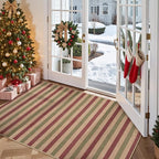 Lahome Christmas Outdoor Rug, 3x5 Christmas Decorations for Porch Entryway Front Door, Striped Plaid Decor Non Slip Non Shedding Red and Green Carpet for Foyer Patio