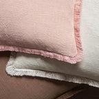 MIULEE Valentines Decorative Throw Pillow Covers Neutral Linen Fringe Throw Pillows Set of 2 Pink Boho Farmhouse Cushion Covers with Tassels for Couch Sofa Bed Living Room Spring Decor 18x18 Inch