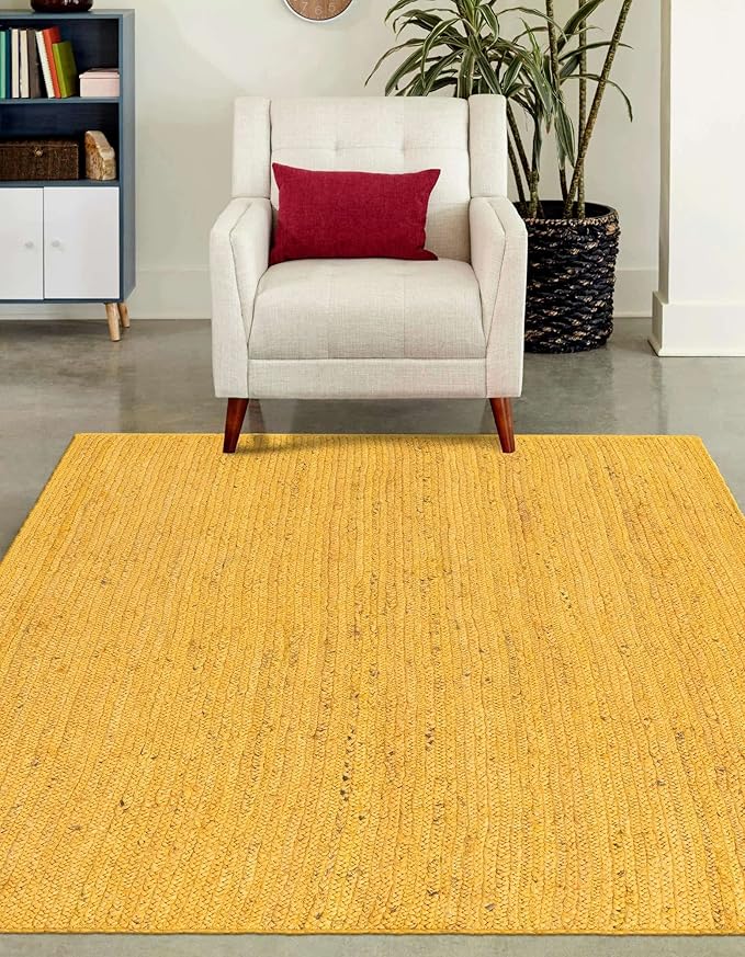 Unique Loom Braided Jute Collection Area Rug - Dhaka (2' x 3' 1" Rectangle, Yellow)