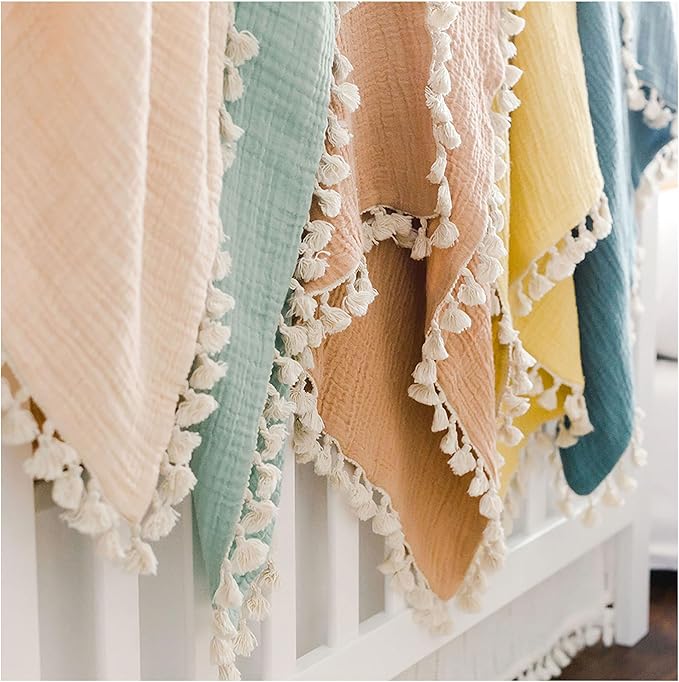 Crane Baby Muslin Swaddle Blanket, Soft Cotton Lightweight Nursery and Stroller Blanket for Baby Boys & Girls, Desert Rose, 30" x 40"