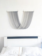 QULBUJ Dip Dye Large Macrame Wall Hanging Tie-Dye Yarn Tapestry Home Boho Wall Decor Ombre Art Headboard Bedroom Living Room 52" Wx34 L,Grey