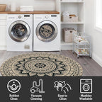 Outdoor Round Rug 6ft, Easy Jute Rug Washable Indoor Outdoor Patio Rug, Non Slip Round Area Rug Farmhouse Front Door Mat,Boho Lightweight Carpet for Backyard Patio Entry(Black, 6 Ft)
