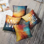 Emvency Set of 4 Blue and Orange Throw Pillow Covers Vintage Messy Rust Home Sweet Home Love Yourself Abstract Painting Outdoor Pillow Cases Decor Standard Square 20x20 Inches Pillowcases
