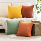 MIULEE Decorative Throw Pillow Covers 20x20 Inch Set of 4, Vibrant Cushion Covers Vintage Retro Home Decor, Mix and Match Color Clash Design for Sofa Couch Bed Living Room Yellow Rust Green