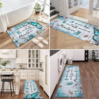 Likiyol Butterfly Floral Kitchen Mats for Farmhouse, Non Slip, Washable Anti Fatigue Mats - White Daisy Rugs, 18'' x 30'' + 18'' x 48'' + 18'' x 60''