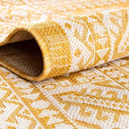 Rugs.com Outdoor Aztec Collection Rug – 8' x 11' Yellow Flatweave Rug Perfect for Living Rooms, Large Dining Rooms, Open Floorplans