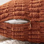 MIULEE Pack of 2 Dark Rust Corduroy Decorative Pillow Covers 20x20 Inch Soft Boho Striped Throw Pillow Covers Modern Farmhouse Home Decor for Summer Sofa Living Room Couch Bed