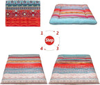 MAXYOYO Bohemian Retro Vintage Floral Japanese Futon Mattress Roll Up Tatami Floor Mat Foldable Bed Portable Camping Mattress Sleeping Pad Floor Lounger Couch Bed, King