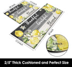 Arttown Yellow Lemon Anti-Fatigue Kitchen Rug Set of 2 Grey Black Farmhouse Vintage Wooden Cushioned Floor Standing Mat Waterproof Non-Slip Kitchen Mat and PVC Ergonomic Comfort Foam Rug