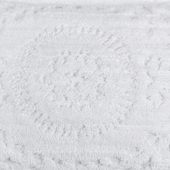 Better Trends Chenille Bedspread Set 3 Pieces White 100% Cotton King Size Bedspread Medallion Pattern 2 King Shams Luxurious Feel Perfect for Gifting All Seasons, Machine Washable, Rio Collection