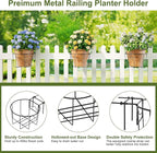 TQVAI 10 Inch Railing Planter - Fit for 3 to 5.5 Inches Railing - Adjustable Hanging Planters Outdoor Balcony Deck Flower Pot Holder Metal Baskets for Garden Orchid, Patio Ledge, 3 Pack, Black