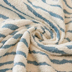 ROOMLIFE Thicked Striped Couch Cover with Tassel Blue Chenille Sofa Cover Blanket for Sectional Sofa, Soft Sofa Slipcovers for L Shaped Love Seat 2-3 Cushion Couch Anti Slip Sofa Protector, 71"x150"