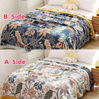 Boho Throw Blanket for Bed 100% Cotton Ultra Soft Rustic Quilt Fall Blanket Bird Floral Printed Farmhouse Decor Bed Blankets,60"×80" All Season Rustic Throw for Sofa Couch Chair
