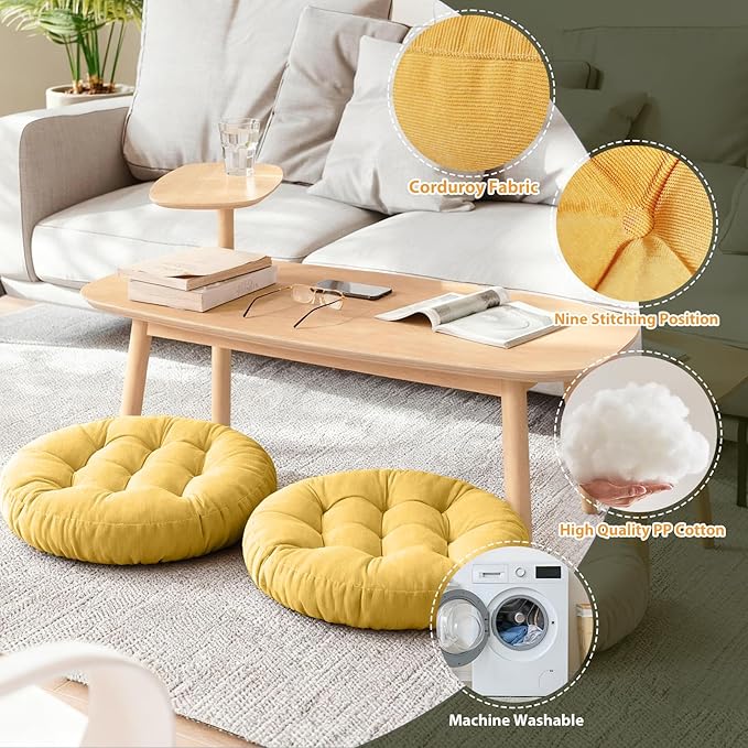Tiita Outdoor Cushions Square Floor Pillow Thicken Tufted Seat Pad Large Floor Cushion for Yoga Meditation Living Room