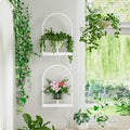 White Metal Wall Plant Holder - 2-Pack Wall Mounted Plant Stands and Hanging Holders for Indoor Planter and Flower Pot - Arch Decor Shelf for Plant Storage (Pot Not Included)