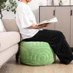 Asuprui Plush Fabric Ottoman Footrest – 20"x14" Soft Foam Pouf with Removable Cover Perfect for Living Room, Bedroom & Dorm(Sage Green)