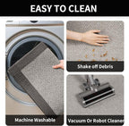 Kitchen Rugs Non Slip Washable, Super Absorbent Kitchen Mats for Floor, Rubber Backing Jute-Like Braid Kitchen Sink Mat Runner Rug Standing Mat, Easy to Clean, Gray 17"x47"
