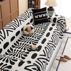 VClife Bohemian Couch Cover Western Aztec Sofa Cover for 3 Cushion Couch Sofa Washable Chenille Sofa Slipcover Boho Non Slip White Black Geometric Couch Slip Cover for Sectional Sofa 71''x134''