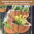 Legigo 3 Pack 20 Inch Hanging Basket Coco Liners Replacement, 100% Natural Round Coconut Coco Fiber Planter Basket Liners for Hanging Basket Flowers/Vegetables