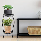 Metal Plant Stand 2 Tier Indoor Outdoor, 2 Pack Tall Flower Pot Shelf Rustproof Stable Heavy Duty Corner Stand, 28 inch Multiple Plant Display Rack for Living Room Patio Balcony Garden