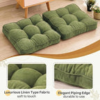 Floor Pillow Set of 2, Memory Foam Floor Cushions for Adults, Large Meditation Pillow for Sitting, 22 x 22 Inches (Square | Green)