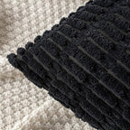 MIULEE Pack of 2 Corduroy Decorative Euro Sham Throw Pillow Covers 24x24 Inch Soft Boho Striped Pillow Covers Modern Farmhouse Home Decor for Halloween Sofa Living Room Couch Bed Black