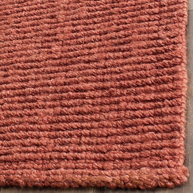SAFAVIEH Area Rug 8x10 - Natural Fiber Collection - Large - Rust, Handmade Jute, Farmhouse Style, Chunky Textured Thick Pile (NF447C)