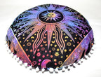 CRAFT KALA Large Round Bohemian Floor Pillow Pouf Cover Mandala Meditation Room Pillow Cover for Adults Boho Seating Poufs Cushion Cover for Kids Playroom 32" Round Multi Purple Burning Sun
