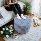 Asuprui Round Footstool Ottoman, 20x14 Inches Multi-Functional Modern Foot Stool,Floor Poufs, Sofa Footrest Extra Seating for Living Room, Entryway, Hallways and Bedrooms (Blue)
