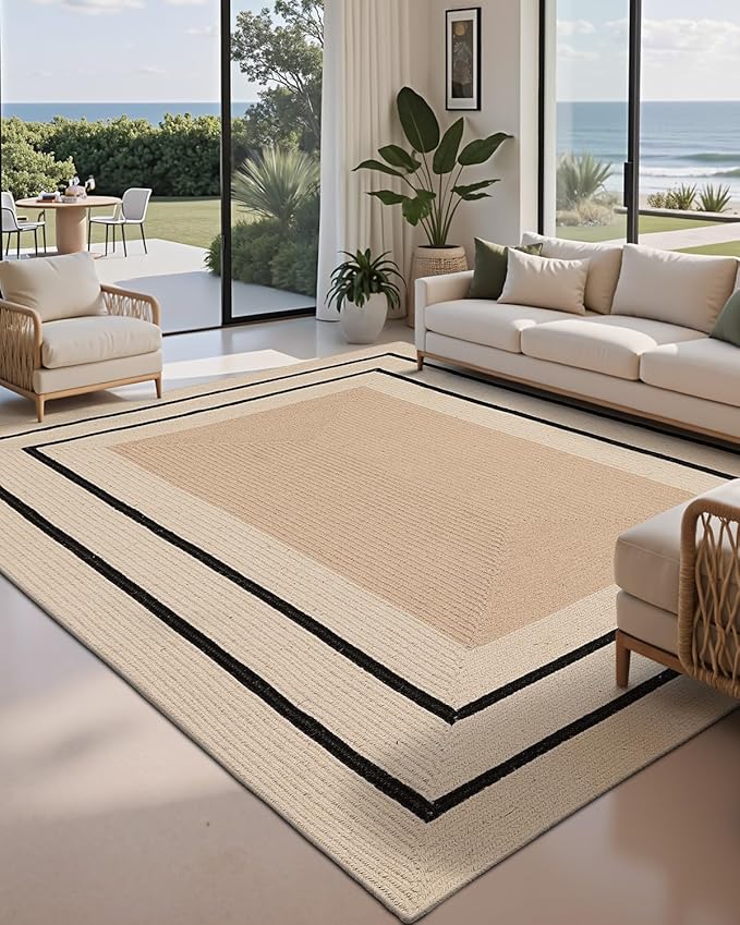 LUMI 6x9 Jute Area Rug for Living Room, Natural Handwoven Rugs Non Slip, Farmhouse Braided Carpets No Shedding for High Traffic, Dining Room, Indoor, Outdoor, Patio