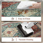 Collive Boho Cushioned Kitchen Mat, Comfort Anti Fatigue Mats for Kitchen Floor, Standing Desk Mat for Kitchen, Office, Laundry, Sink, 17”x47” Red Non-Skid Waterproof Kitchen Rugs