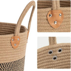 CHICVITA Wicker Laundry Basket With Handles, Storage Baskets for Decor, Rope Basket for Blankets, Toys, Clothes, Shoes, Plant Basket for Living Room, 14" X 14" X 12"