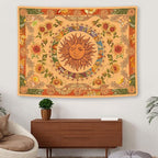 Accnicc Yellow Sun and Moon Tapestry Vintage Indie Boho Tapestry Wall Hanging with Sunflowers Butterfly Moth Constellation Aesthetic Wall Tapestries for Bedroom Dorm Living Room (Orange, 80'' × 60'')