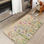 KIMODE Anti Fatigue Mats for Kitchen Floor 17.3"x29", Cushioned Kitchen Rugs, Non Slip Waterproof Kitchen Floor Mat, Floral Comfort Standing Mat for Laundry, Office, Sink, Desk Brown