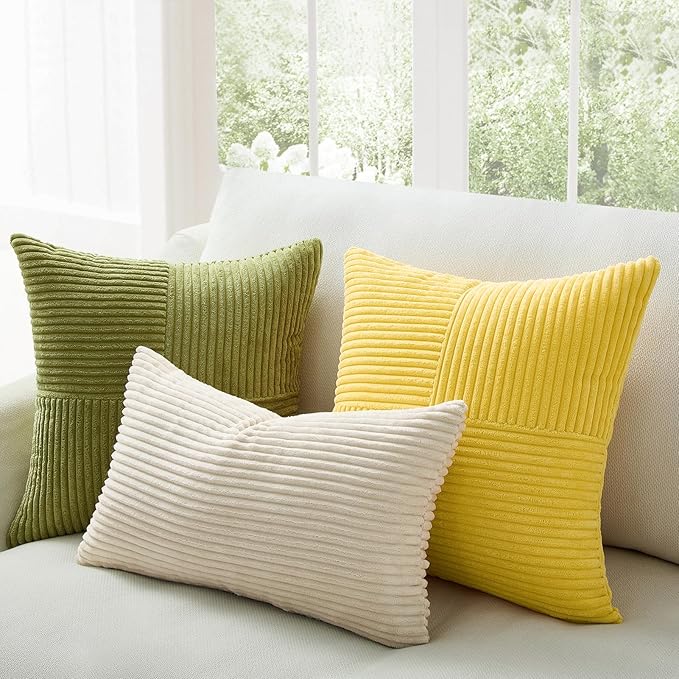 Topfinel Decorative Yellow Green Pillow Covers Set of 4,Boho Pillow Covers Soft and Cozy Velvet Double-Sided Designs,Mix and Match for Couch Boho Farmhouse Fall Home Decor 20x20 Inch