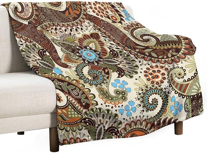 Vintage Bohemian Throw Blanket Indian Mandala Colorful Pattern Blanket for Sofa Bed Couch Chair Or Dorm 50"x60"